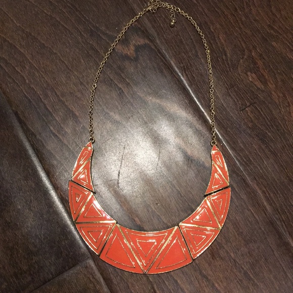 Coral & Gold Statement Necklace - Picture 6 of 8